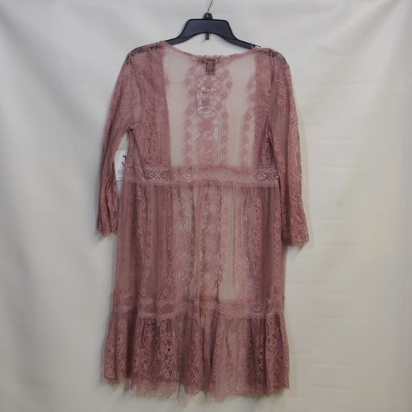 Miss Chievous Pink Rose Lace Boho Bell Sleeves Cardigan Kimono Size Extr… - Picture 4 of 9
